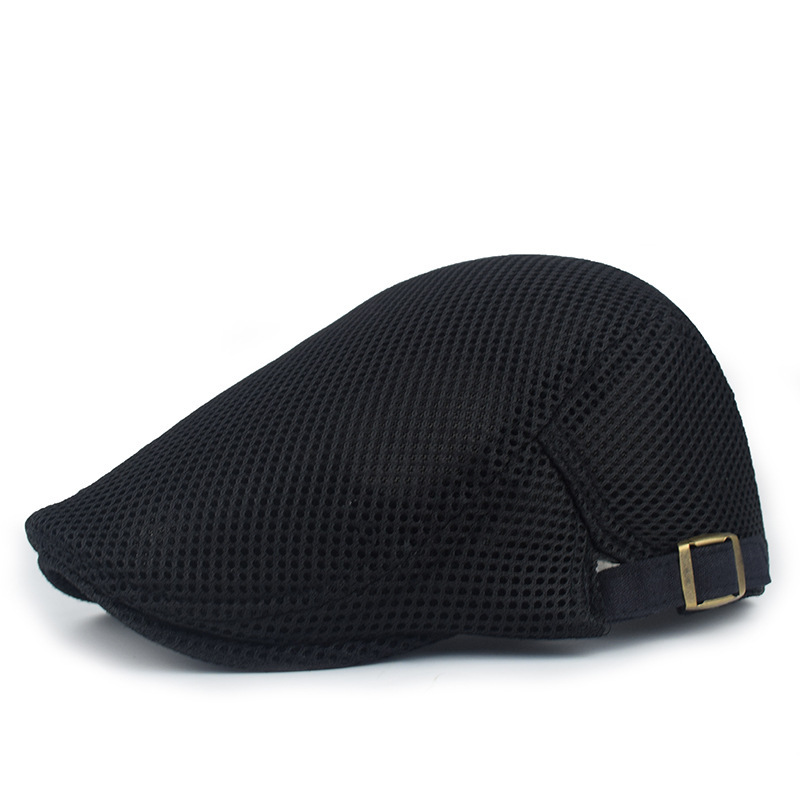 Mesh Solid Color Beret Hollow Adjustable Men's Breathable Cap Spring and Summer Women's Outdoor Retro Forward Cap Cross-border