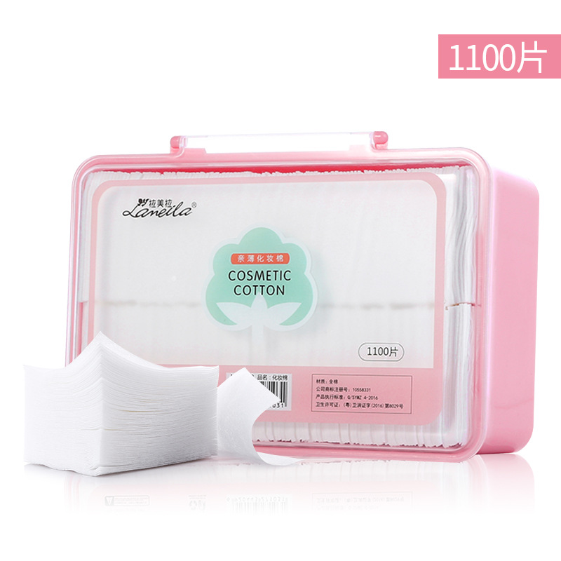 Ramila maquillaje ligero de algodón 1100 piezas de tela no tejida sin pelusa mojado y seco de doble uso removedor de maquillaje de algodón TM032