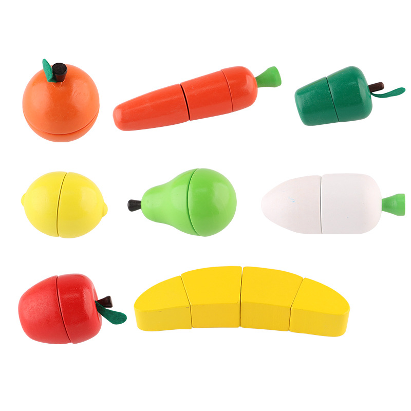 Uno de dos pasos de madera educativa para niños educación temprana jugar casa juguete simulación fruta corte juego vegetal corte música