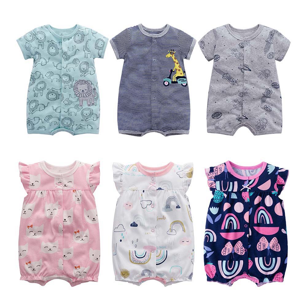 Fábrica al por mayor bebé mono verano mameluco de algodón de manga corta mameluco casual bebé Pijamas bebé ropa para niños