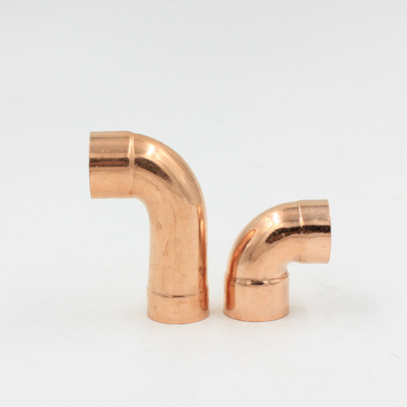 Cobre rojo doble acampanado socket codo de 90 grados de energía solar reducción de la longitud de la tubería de plomería materiales de construcción anillo de soldadura