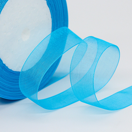 Manufacturer 2 cm snow yarn with gift box packaging transparent ribbon DIY chiffon yarn with cake baking