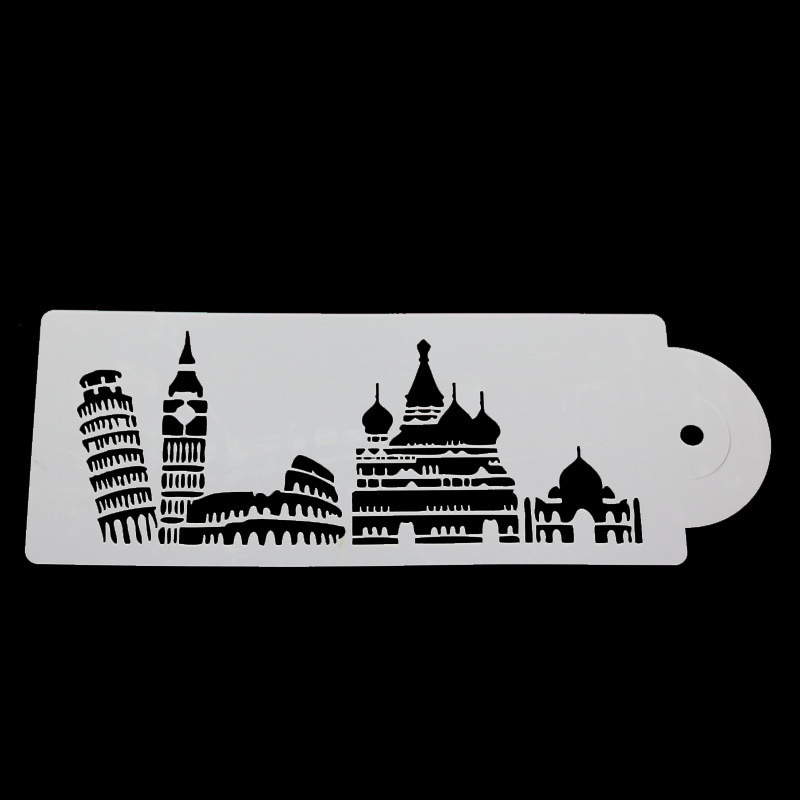 Cruz-Espejo Amazon 5-pieza hueco edificio spray molde hornear impresión spray plantilla cake Edge decoración molde