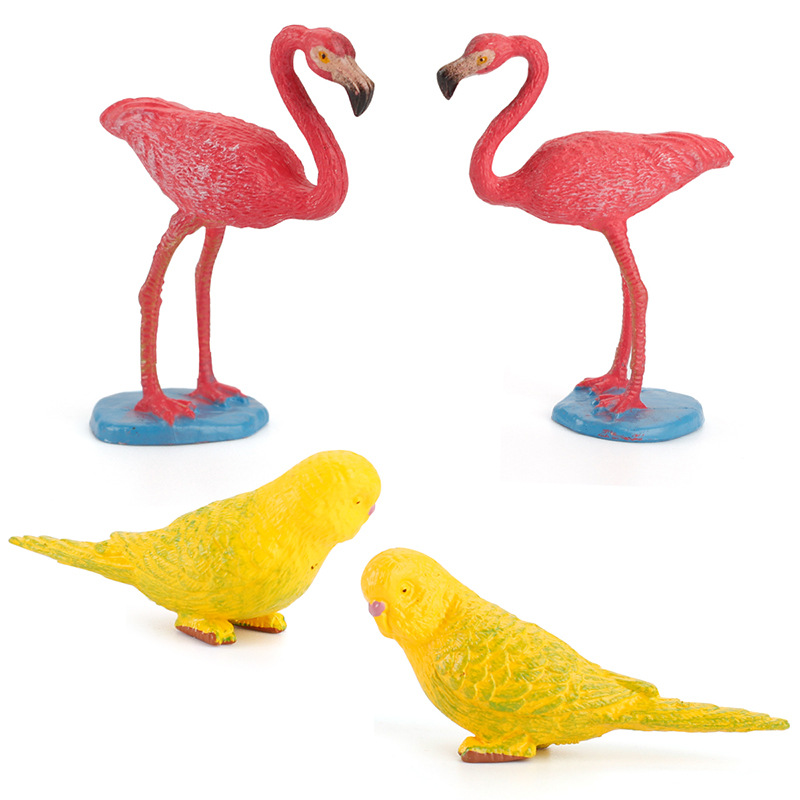 Los niños sólido simulación animal mundo mini pájaro modelo loro Flamingo gart ciencia y educación decoración adornos