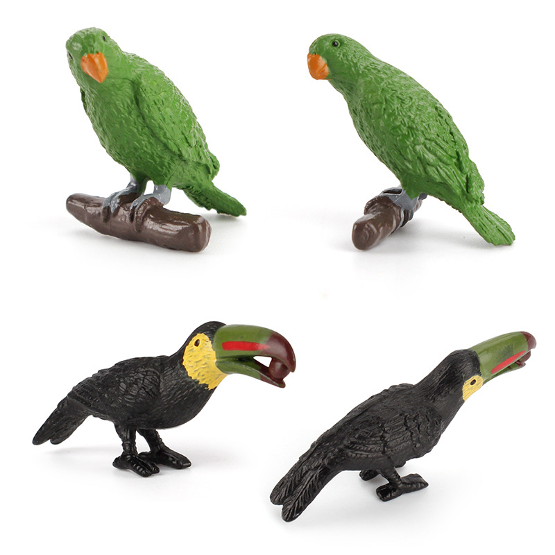 Los niños sólido simulación animal mundo mini pájaro modelo loro Flamingo gart ciencia y educación decoración adornos