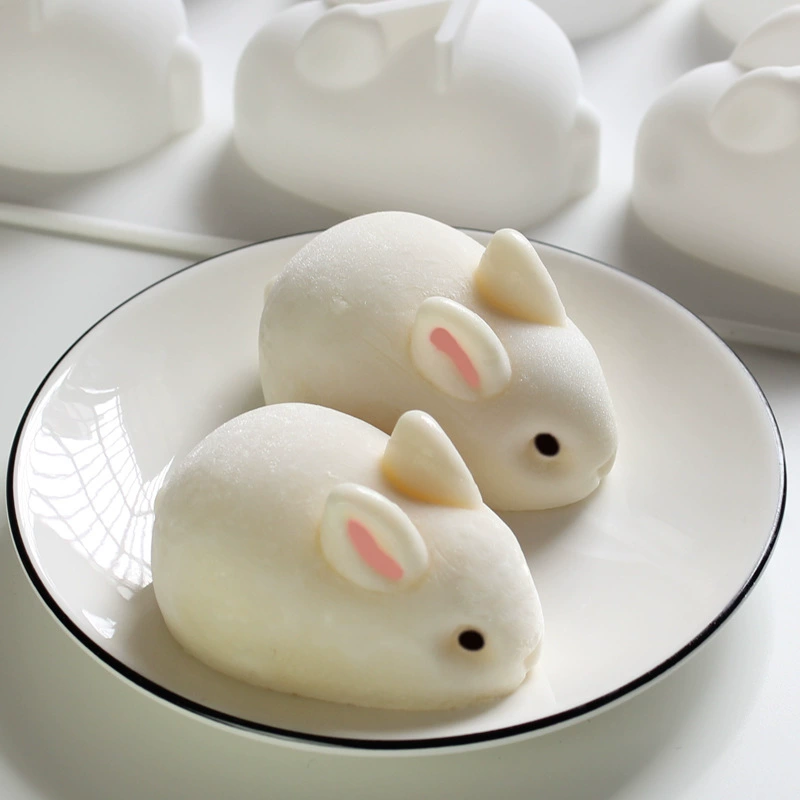 Silicone Rabbit Mold, 6-cavity Acrylic Mousse & Chocolate Baking Mold, multi-size options