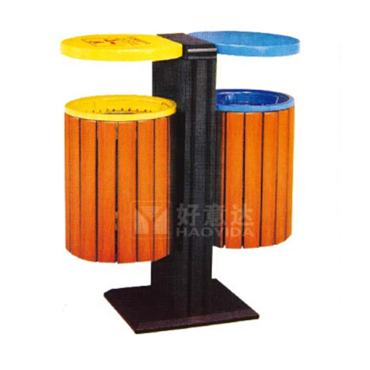 厂家直供防腐木户外垃圾桶小区公共景区商用分类果皮箱公园垃圾箱