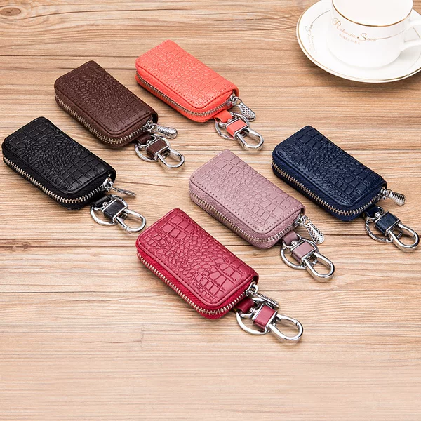 Genuine Leather Crocodile Pattern Universal Smart Remote Control Key Case for Men, Suitable for Car Keys of Byd, Geely, and Changan