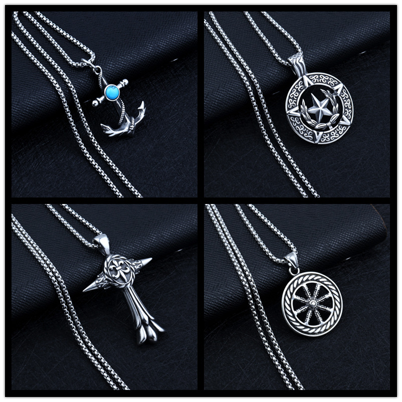 Fashionable pendant, titanium necklace, personalized men's stainless steel matching chain, pendant accessory_voghion.com