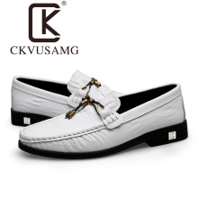 CKVUSAMG品牌正品头层皮休闲男士一等品龙鳞纹商务皮鞋男冬季加绒