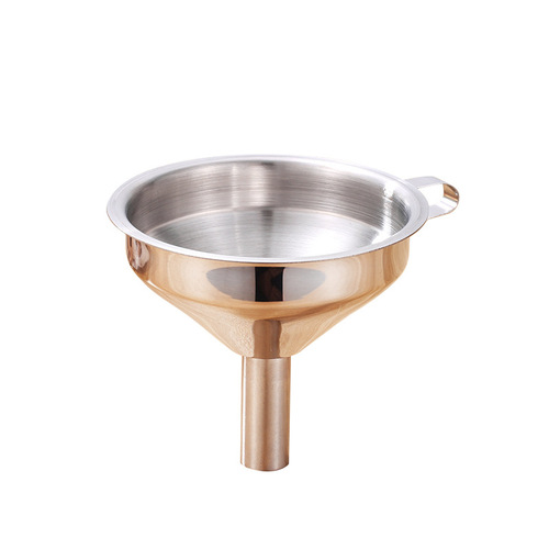 304 stainless steel thickened household mini funnel kitchen tapered small oil leak wine leak round tube funnel with handle wholesale