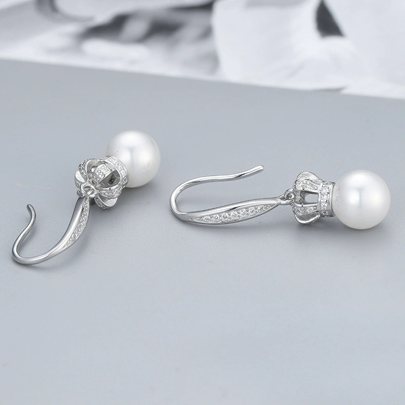 Серьги из жемчуга, циркония, фурнитура, импортная, серебро 925 пробы, микроинкрустация