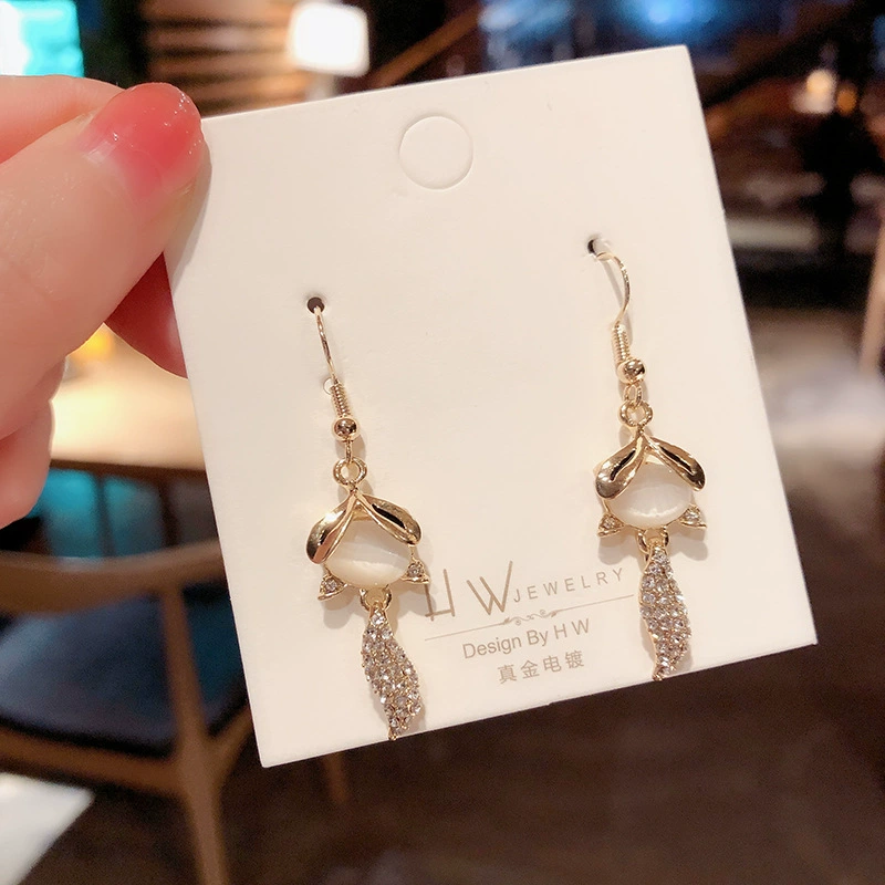 Серьги (Баою) серебряная игла с кошачьим глазом, цветочные дизайны, несколько стилей, высокое качество
