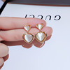 Silver needle, earrings, advanced accessory, silver 925 sample, cat's eye, flowered, high-quality style, wholesale