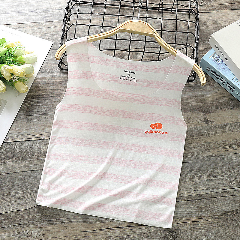 Chaleco de verano sin costuras para niños, ropa interior para niños, camiseta interior para bebés, ropa de verano a rayas para niños.