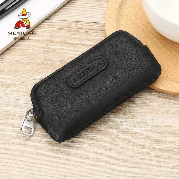 Scarecrow Car Key Bag Men's Genuine Leather Mini Bag Multifunctional Simple Access Card Bag Cowhide Change Wallet