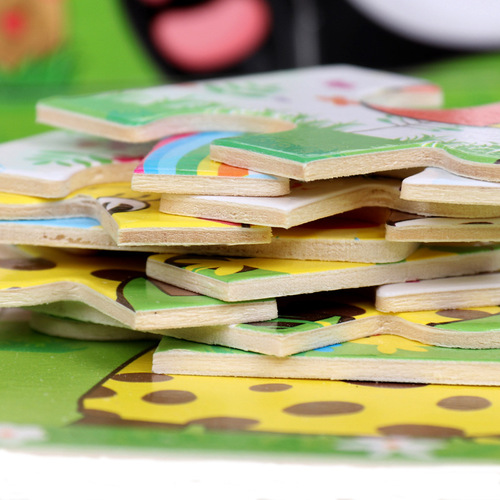 New Fun 9-Piece Jigsaw Puzzle for Foreign Trade, Children's Early Education, Brain Teaser, Animal and Traffic Theme, Hand-Eye Coordination Wooden Puzzle Toy