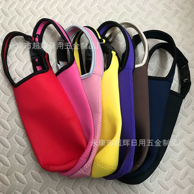 Прямая эластичная чехол для термоса с однотонным цветом, который можно носить на спине и носить с чехлом для чашки из материала для дайвинга для теплоизоляции и защиты от падения оптом.