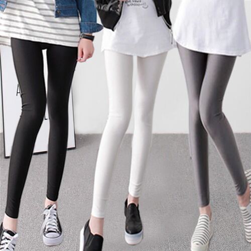 Nine-quarter spring shiny casual high-waist elastic yoga pants for women, wearable slimming nine-quarter candy-colored leggings