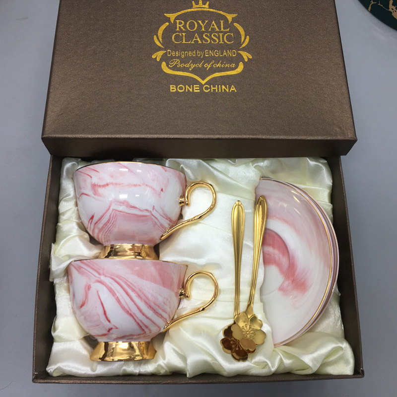 INS Light Luxury coffee cup and Saucer suit marbling cup and Saucer Ceramic Cup wedding couple's Cup customization