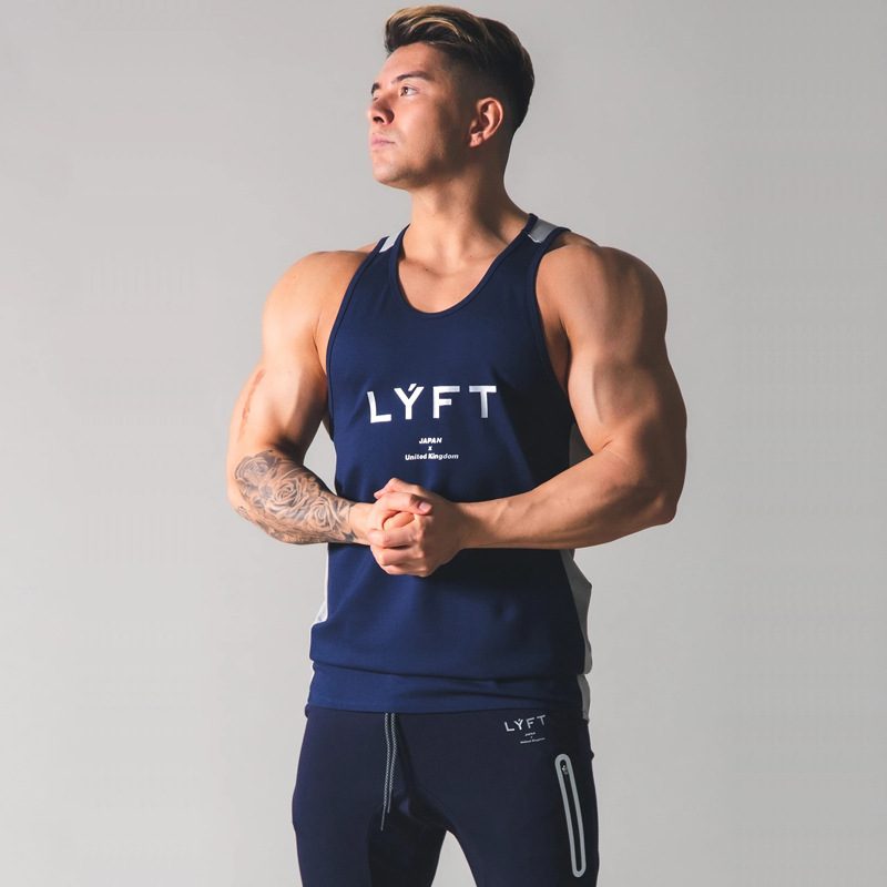 Men's sports stitching vest casual training breathable stretch casual sleeveless fitness I-shaped vest