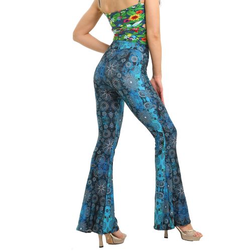 8241 European and American Style Slim Fit Hip-Hugging Printed Flared Pants for Women | Casual Trousers