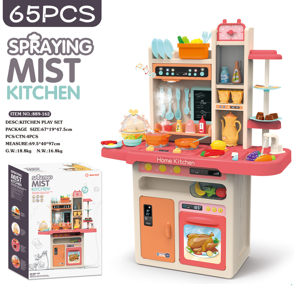 Transfronterizo de los niños 93cm simulación agua vapor spray cocina juego casa vajilla mesa juguetes de cocina traje