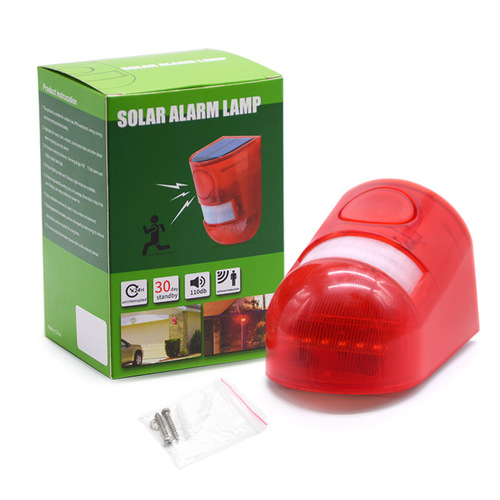 Solar LED Alarm Light Human Body Infrared Sound and Light Alarm Lamp Anti-theft Repelling Wild Boar Animal Repeller 