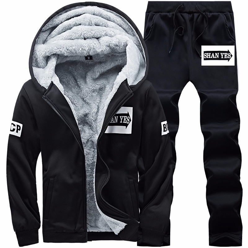 Conjunto de forro polar grueso para hombre, ropa cálida de otoño e invierno, pantalones, ropa deportiva informal, conjunto de ropa exterior con forro polar. image 7