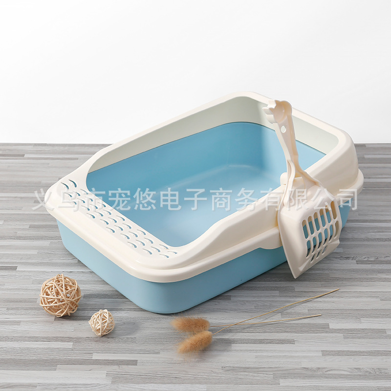 Caja de arena para gatos semicerrada anti-splash gato inodoro borde alto resistente a la caída caja de arena para gatos cuadrada pala suministros para gatos al por mayor