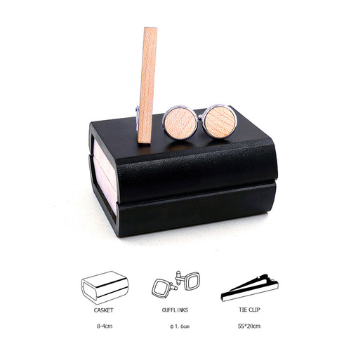 Wooden Tie Clip Cufflinks Set Wholesale Men's Suit Cufflinks Cuff Pins Wooden Cufflinks 5.5cm 