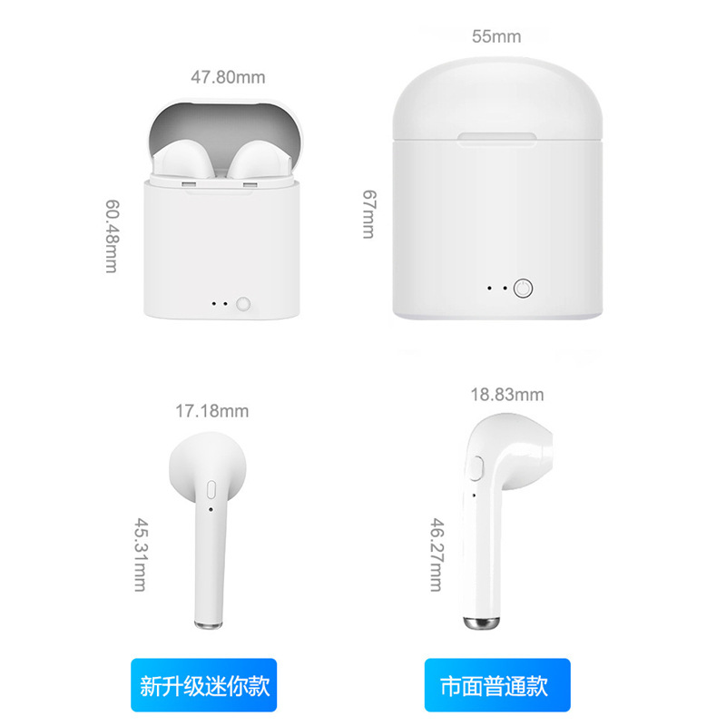 En stock auricular Bluetooth i7s macaron color a juego i7mini inalámbrico binaural estéreo modelo de color con compartimento de carga