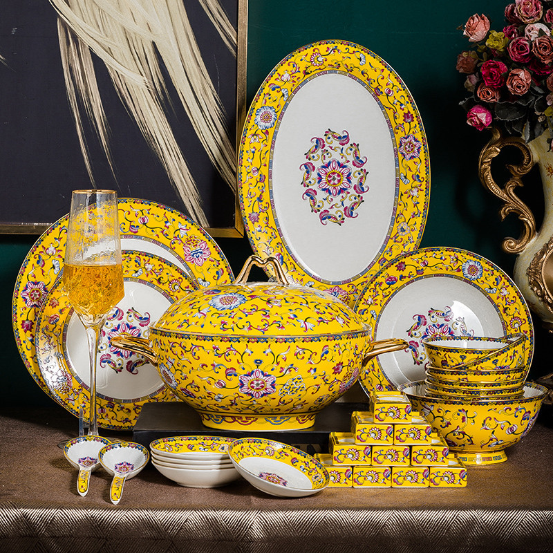 Jingdezhen эмалевый высококачественный набор посуды для посуды для домашнего подарка