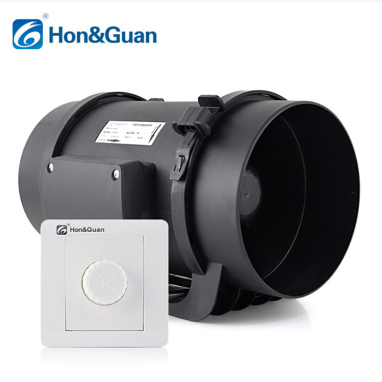 鸿冠变频管道风机HI-200EC8寸厨房强力排油烟抽风机艾灸排烟风机