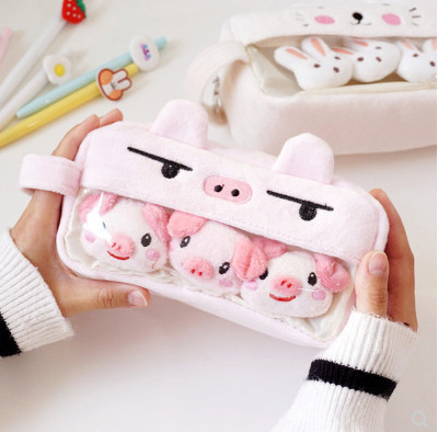 Plush cute pencil case with large capacity and multi-function little fairy creative personality funny simple female ins style