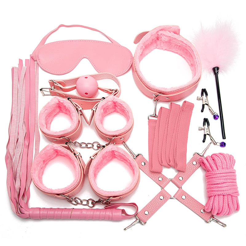 Sex toys SM props 10-piece set binding rope restraint handcuffs training mouth plug milk clip alternative adult sex products
