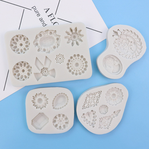 European gemstone fondant silicone mold diy baking cake retro decoration chocolate mold glue mold