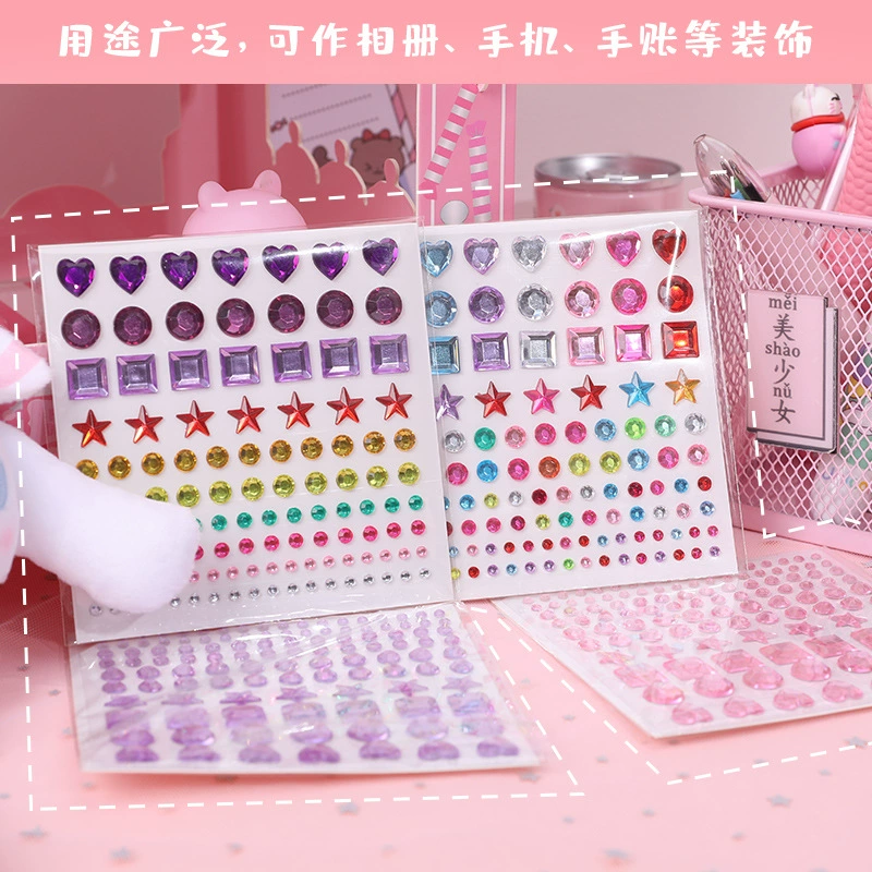 Трансграничные наклейки с девчачьим сердечком, звездой, кристаллами и бриллиантами, милые креативные декоративные наклейки, детские красочные наклейки для лица «сделай сам»