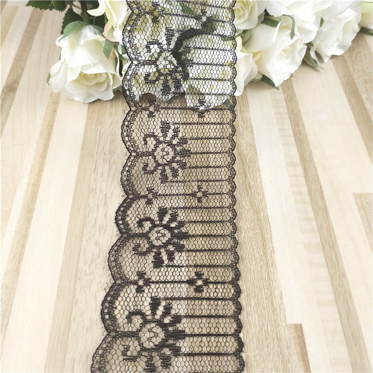 Poliéster no elástico 5cm blanco y negro en stock encaje exquisito pequeño girasol 723 #