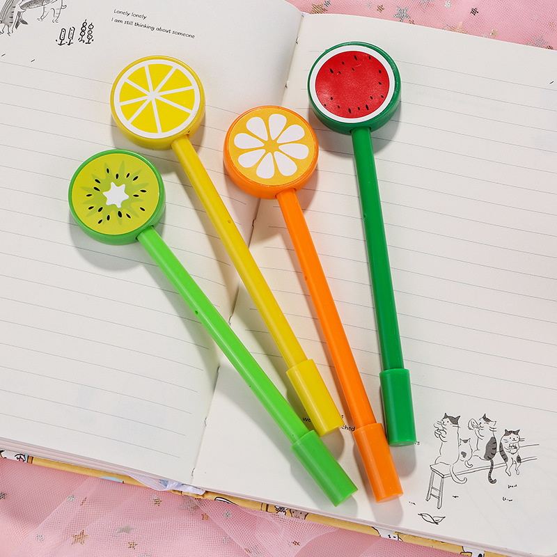 Cute Fruit Lollipop Gel Pen Wholesale Creative Needle Pen Black Lollipop Office Signature Pen