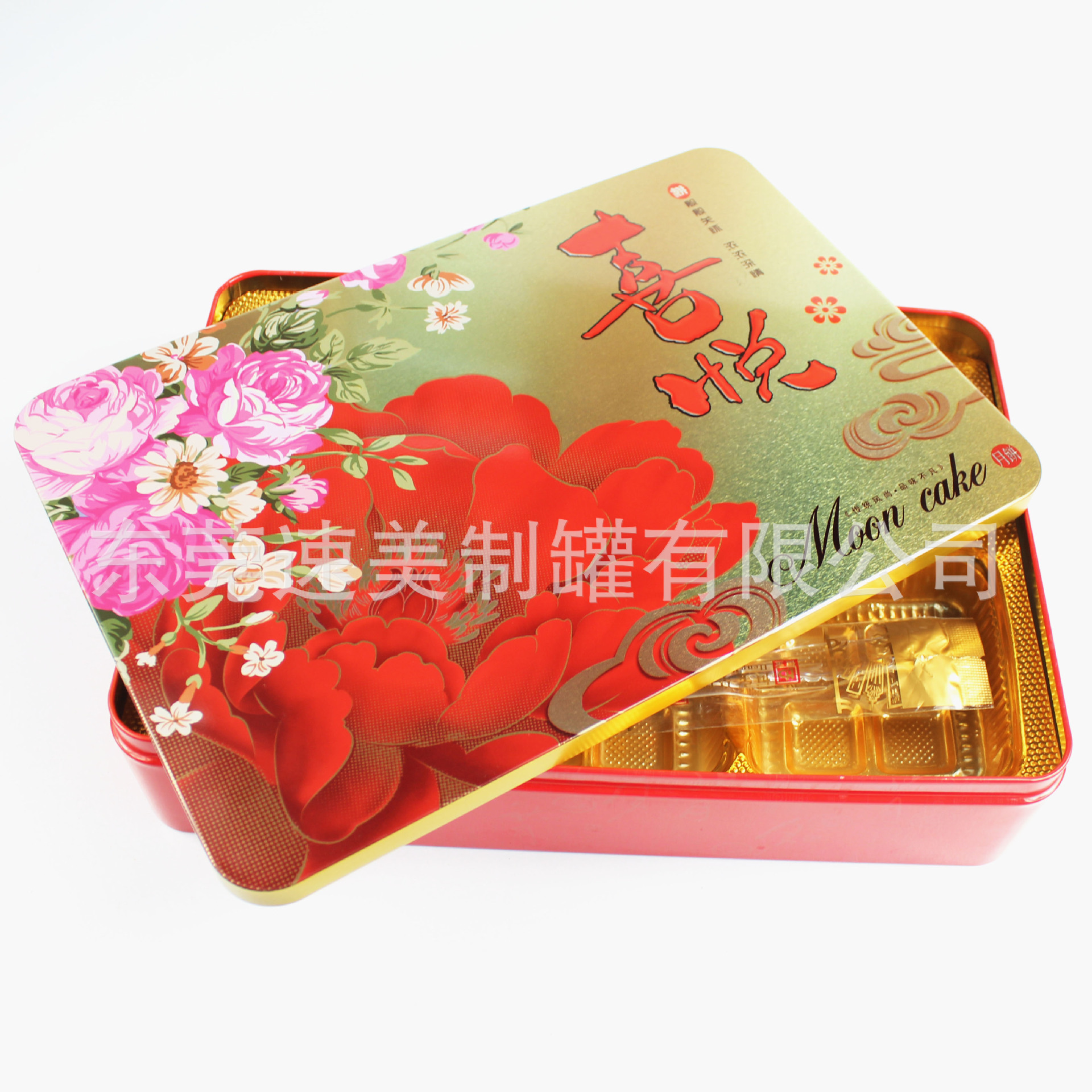 厂家中秋月饼铁盒4粒冰皮月饼盒铁盒包装 6粒方形礼盒月饼铁盒