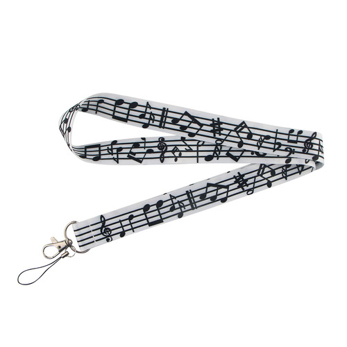 Music note mobile phone lanyard Foreign trade simple lanyard U disk camera ID card key anti-lost polyester mobile phone rope