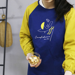 New Cotton Long-Sleeve Apron Simple and Refined Creative Kitchen Cover Shirt Korean Style Fashion Oil-Proof Cover-up Wholesale