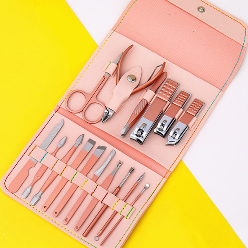 Rose Gold Eagle Mouth pliers Beauty Nail Manicure pedicure knife set Nail clipper set 7 sets of care tools