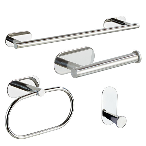 Shengruijia 304 stainless steel punch-free towel rack bathroom rack set bathroom pendant cross-border towel ring
