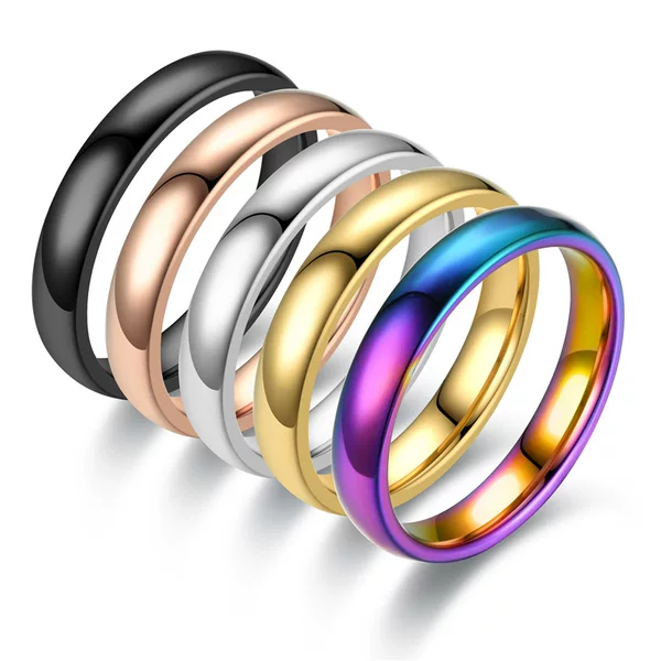 Amazon Explosive Accessories 4mm Inner and Outer Ball Arc Gloossy Titanium Steel Couple Ring Simple Men's Exquisite Ring