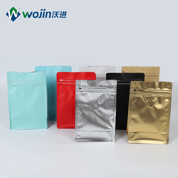 沧州直销半磅1磅包装袋 八边封食品包装袋侧拉链 透气阀单向排气