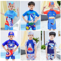 Korean version of children's one-piece swimsuit for boys, middle and large children, beach sun protection swimsuit, cartoon quick-drying hot spring swimsuit
