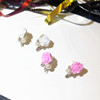 Accessory, asymmetrical fashionable cute earrings from pearl, Korean style, flowered