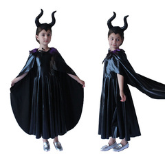 ハロウィーン児童女子黒魔マント映画のキャラクターが眠っている魔法のコスチューム